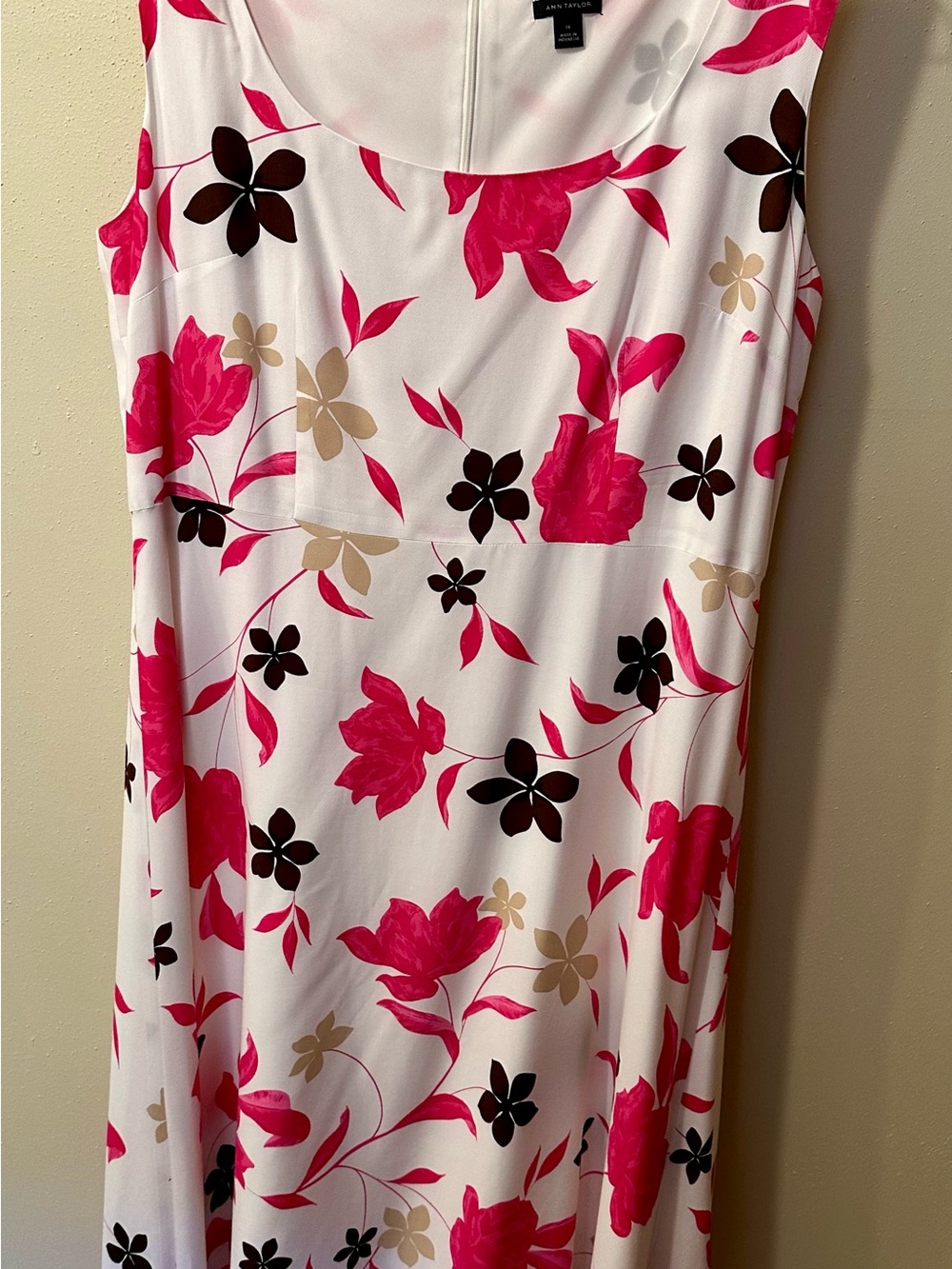 Floral Pink & White A-Line Dress